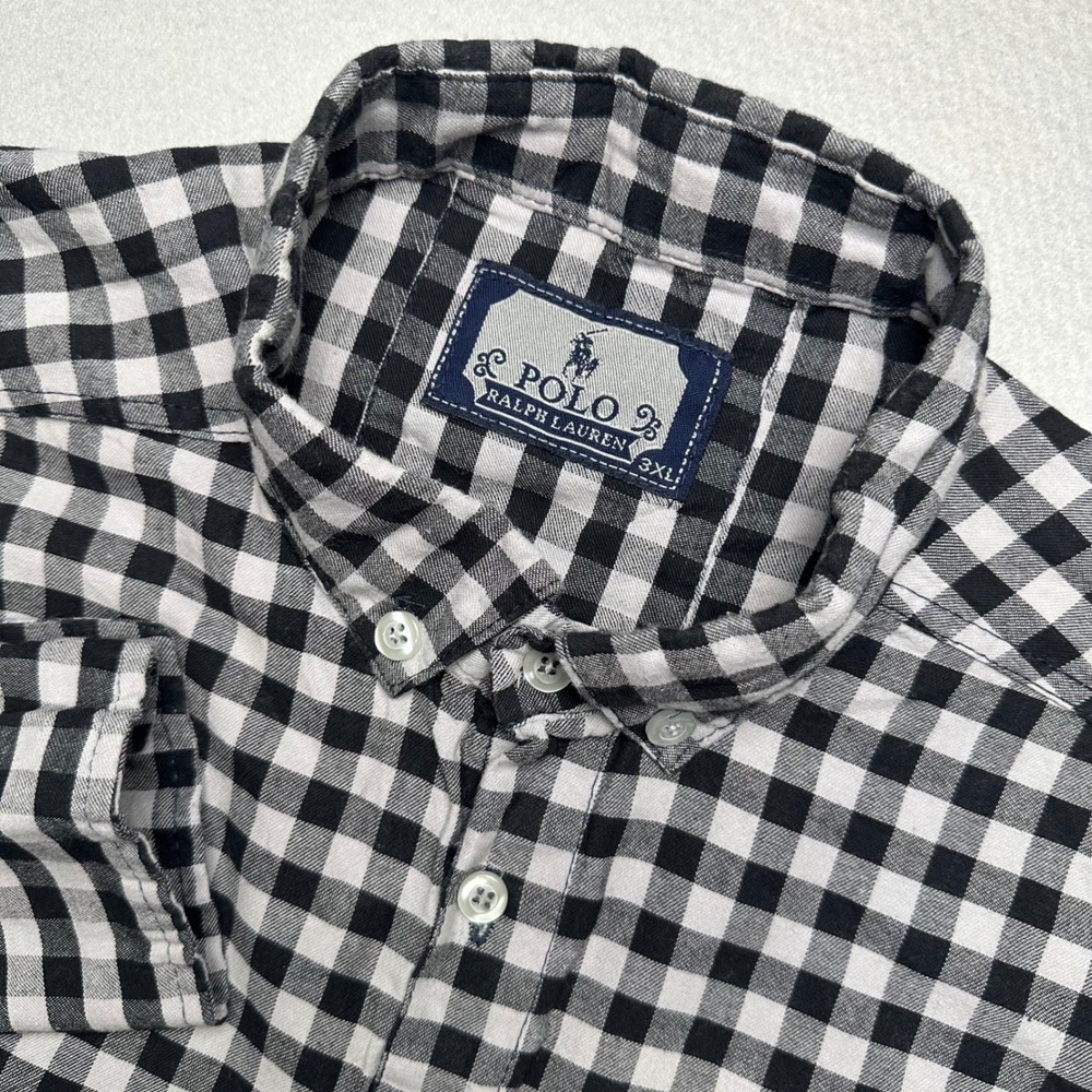 Polo Ralph Lauren Mens 3XL Black White Gingham Shirt Measures 42" Chest